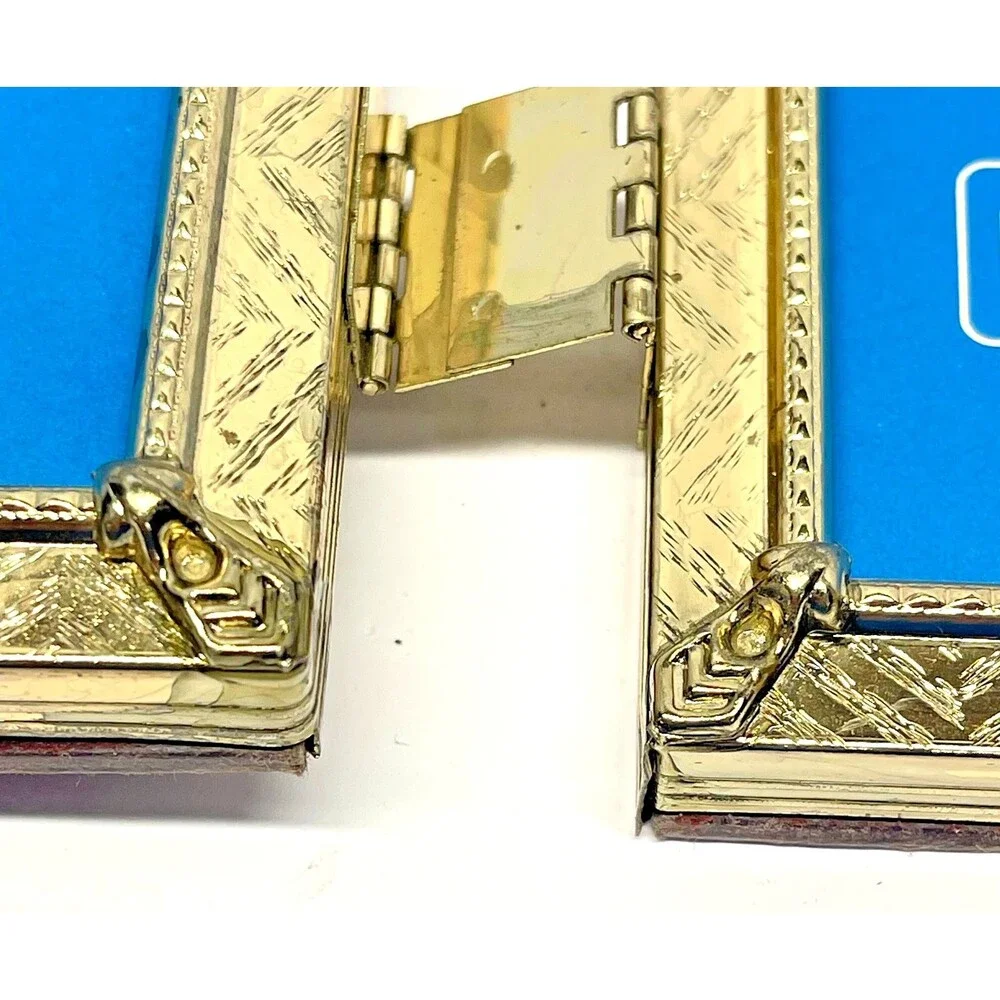 Vintage Tri-Fold Gold Tone Hinged Picture Frame Holds (3) 8x10 Photos-Tabletop